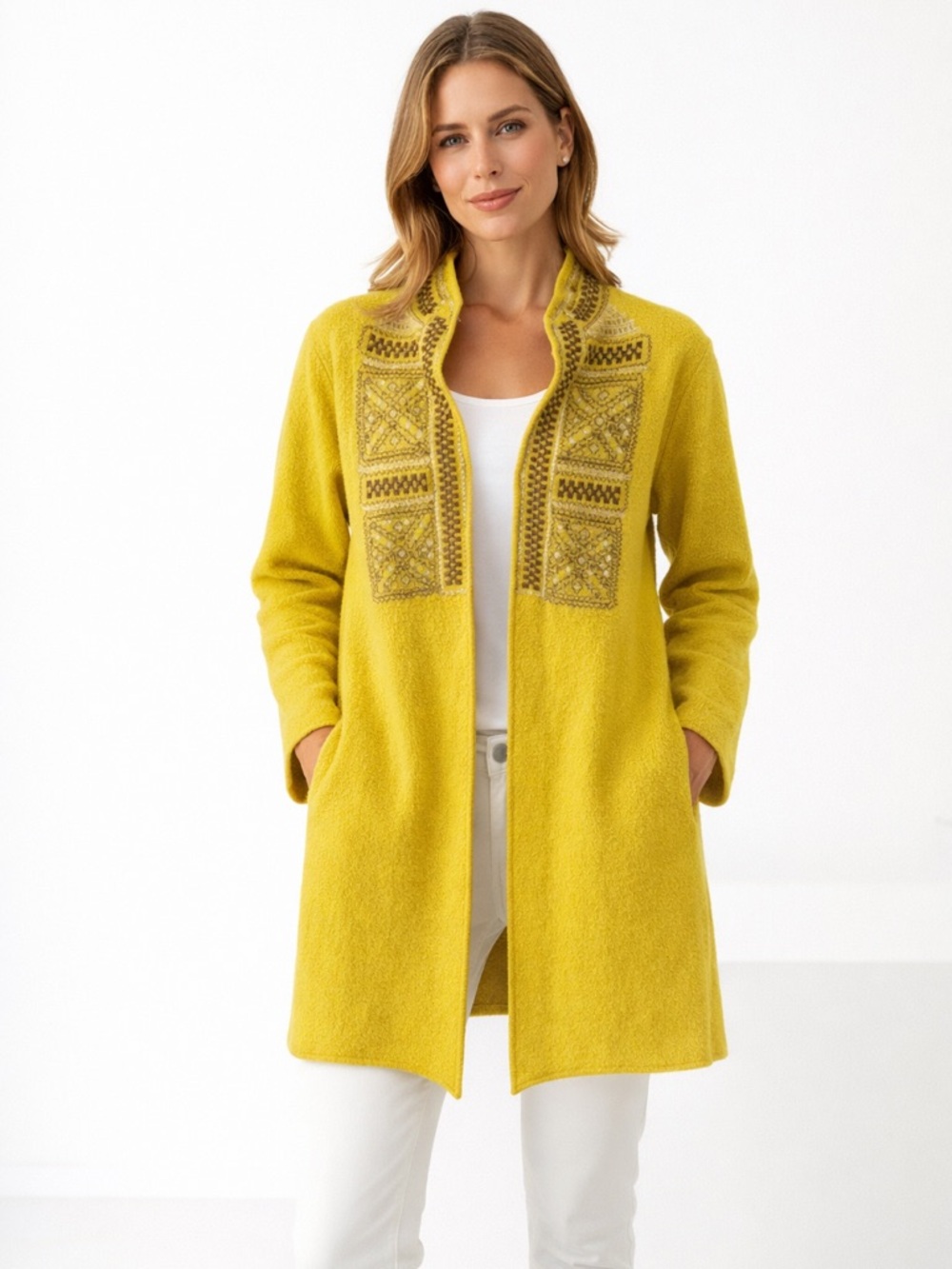 Boo Gemes Embellished Wool Tunic / Cardigan